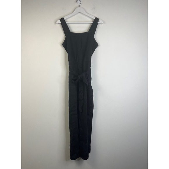 QUINCE Black 100% European Linen Square Neck Jumpsuit NWT Size Large - Picture 8 of 9